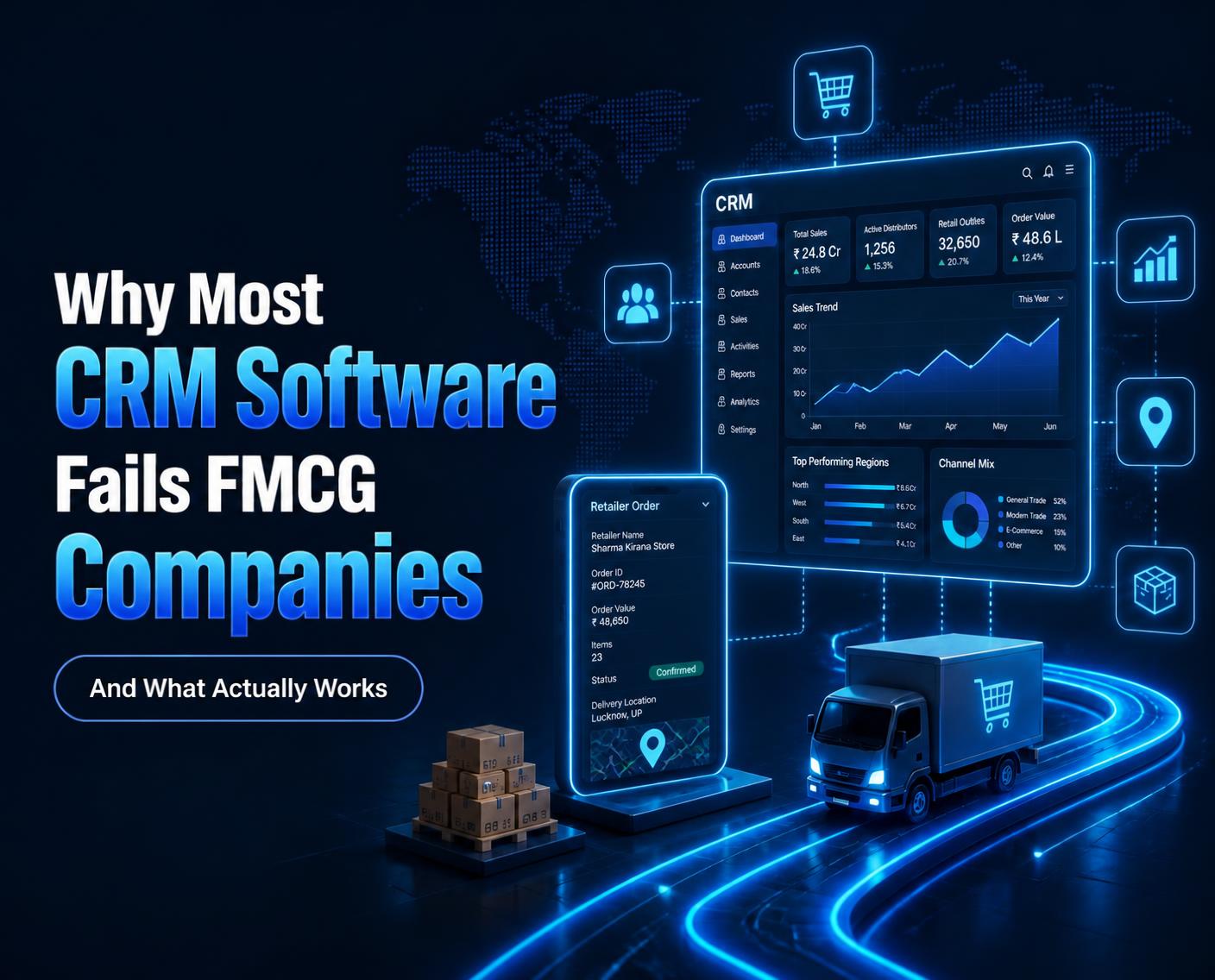 CRM for FMCG companies – generic CRM vs FMCG-built CRM comparison showing 25% higher sales productivity